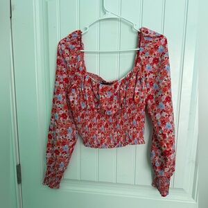 Floral smocked top M